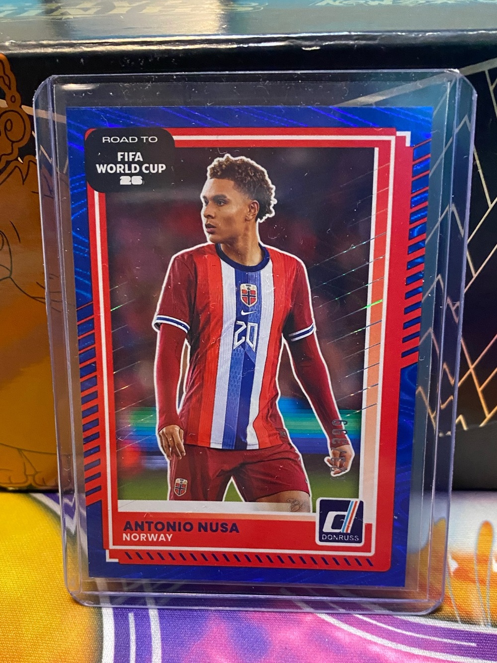 2025-26 Donruss Road to FIFA World Cup Antonio Nusa Blue Swirl Parallel 123/399